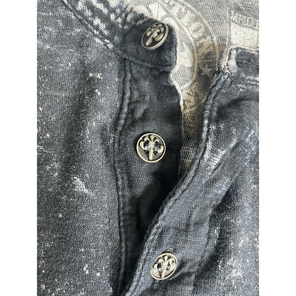 Affliction Life Fast Men's T-Shirt Size M Buttons Embroidered Black Shirt Cross - Picture 7 of 12